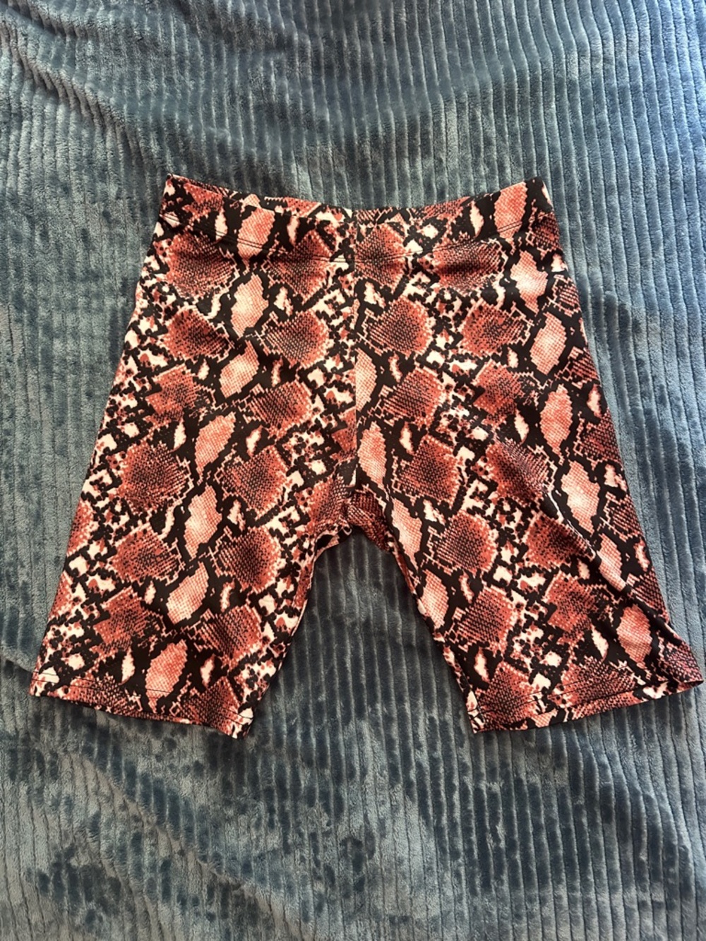 Amazon Women's Pink and Black Snake-Print Athletic Bike Shorts